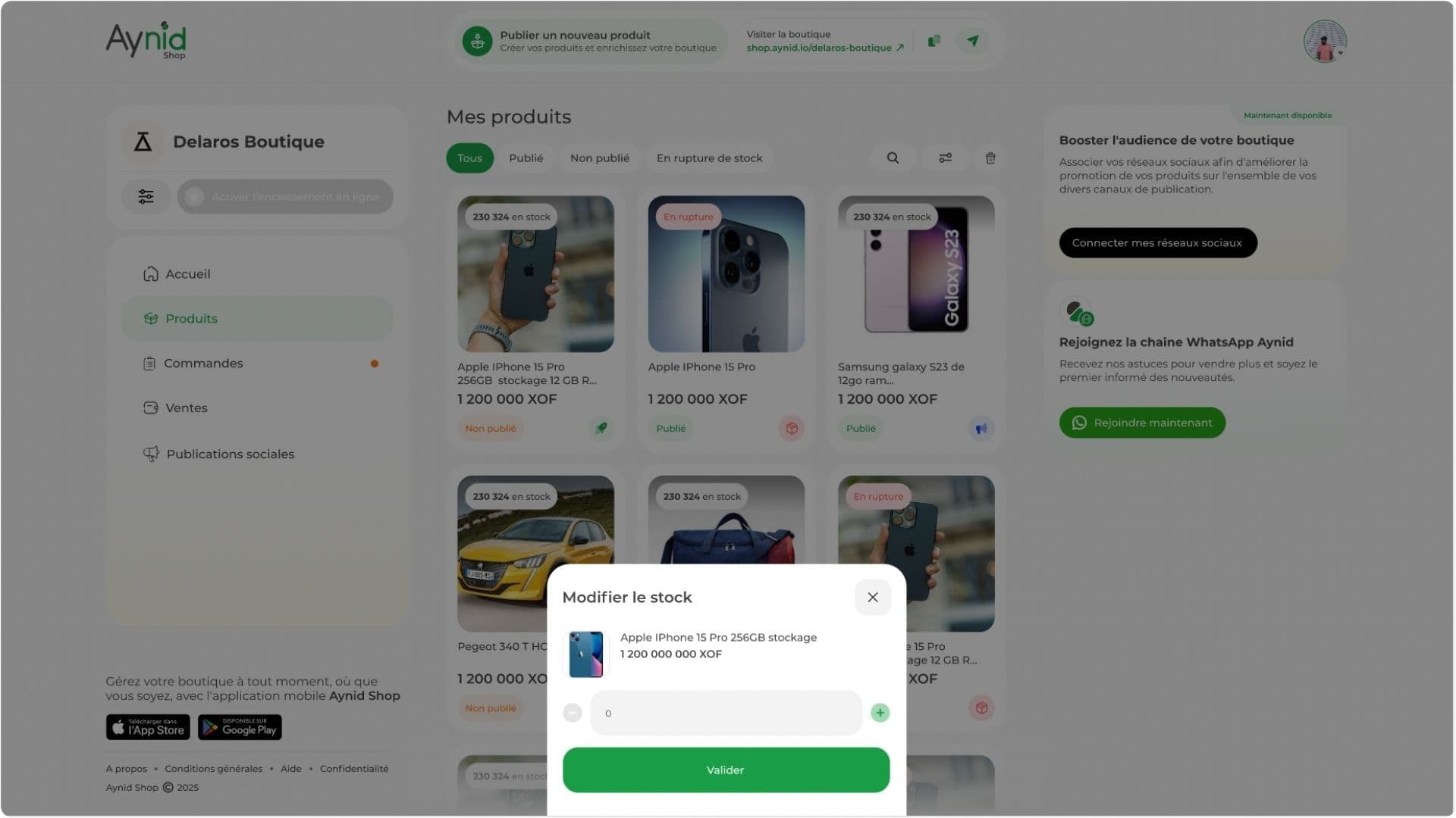 Image de gestion des stocks aynid shop